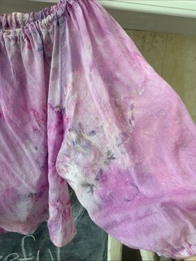 Elan Re Worked Ice Dyed Pink Tie-Dye Off-Shoulder Peasant Blouse, boho festival